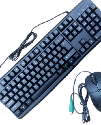Black Wired PS/2 Round Port Keyboard & Mouse Set (Industrial CNC Desktop Use)